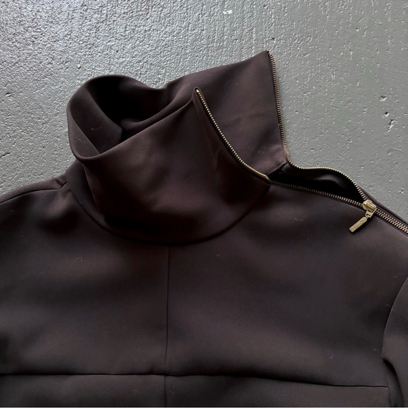 ZARA Exposed Gold Metal Zippers High Collar Boxy Silhouette Mini Dress - Picture 4 of 13